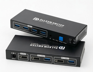 Commutateur <span class=keywords><strong>KVM</strong></span> JustLink 2X1 DP avec boîtier métallique pour 2 ordinateurs, 1 moniteur 8K60Hz, 4 ports USB 3.0, clavier/souris partagés - Product Image 4