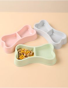 Bone Shaped Waterproof Portable Pet Double Bowl in Macaron & Bright Colors Plastic for Dogs & <b>Cats</b> - Product Image 3