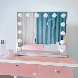 Beauty girls Tabletop Big Makeup Large Hollywood Styles LED Lighted Vanity Mirror for Makeup Desk