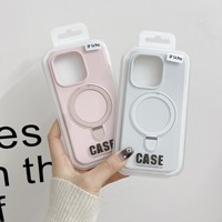 Coque de téléphone portable en silicone liquide pour iPhone 17/16 Pro Max/14 avec support invisible à aspiration magnétique et finition mate