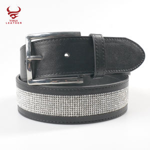 Özel logo inci elmas Pin toka ile Faux deri kemerler bayanlar için sıska çivili Rhinestone PU deri bel kemerleri kot - Product Image 3