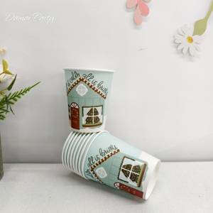 DAMAI Christmas Decoration Gingerbread Cottage with Christmas Tree <b>Disposable</b> <b>Tableware</b> Set Christmas Paper Plates Cups Napkins - Product Image 5