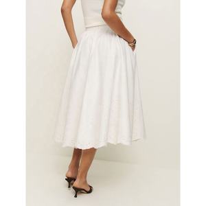 Private Label Natural Waist Casual <b>Knee</b>-<b>Length</b> <b>A</b>-<b>Line</b> Design Spandex/Cotton <b>Skirt</b> High Quality Ladies OEM/ODM Women's Elegant - Product Image 3