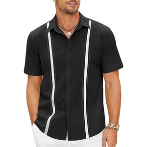 2026 nueva camisa de <span class=keywords><strong>guayabera</strong></span> cubana para hombre KJ, camisas de manga corta con botones, camisas informales de lino de playa de verano de alta calidad para hombres - Product Image 3