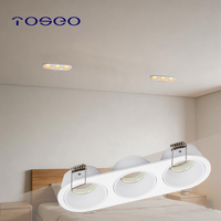 Downlight fixe IP20 MR11 GU10 en aluminium moulé sous pression à 3 lumières, dimensions de découpe : 155x52mm, ampoule avant remplaçable