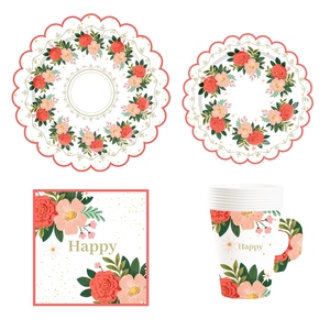 ชุดอุปกรณ์จัดงานเลี้ยงธีมดอกไม้ DAMAI สำหรับงานแต่งงาน วันเกิดเด็กผู้หญิง วันวาเลนไทน์ งานเลี้ยงน้ำชา จานกระดาษ แก้วกระดาษ ผ้าเช็ดปากแบบใช้แล้วทิ้ง อุปกรณ์บนโต๊ะอาหารสำหรับงานปาร์ตี้ - Product Image 5