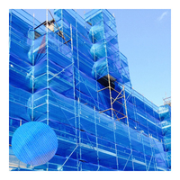 Filet de sécurité d'échafaudage de couleur bleu vert anti-poussière de débris de HDPE vierge 100% pour la construction