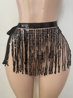 Großhandel breite Taille kurze ausgestellte gotische Pole Stretch Micro Minirock Pailletten Fransen Kleid
