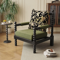 Fauteuil pivotant en bois massif et tissu velours, style français, pour salon, chambre, hôtel, écologique et durable