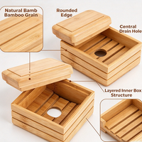 Boîte à Savon Portable Écologique en Bambou de Haute Qualité avec Couvercle et Grille de Drainage, Personnalisable avec Logo, pour Rangement de Savon Artisanal dans la Salle de Bain