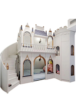 Lit superposé de princesse de style européen avec base secrète pour chambre de garçons, lit à deux étages avec escalier en colimaçon