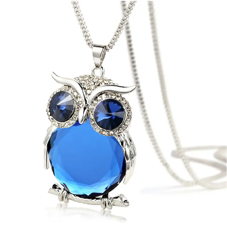 2021 Fashion Jewelry Vintage Owl Crystal long necklace for women