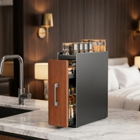 Meuble de rangement de cuisine moderne multifonctionnel en acier au carbone à double niveau, étroit et stable, pour épices, avec plateau étanche