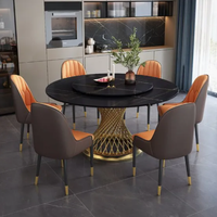 Table basse ronde moderne avec base en acier inoxydable doré, plateau en verre marbré, résistante à la corrosion, meubles de salon pour hôtels