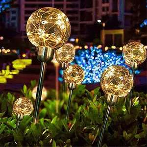 Lampe <span class=keywords><strong>solaire</strong></span> LED DC en cuivre, blanc chaud, capteur de lumière, corps en verre, grande taille, IP65, certifiée ROHS, batterie, utilisation en extérieur, CRI95 - Product Image 1