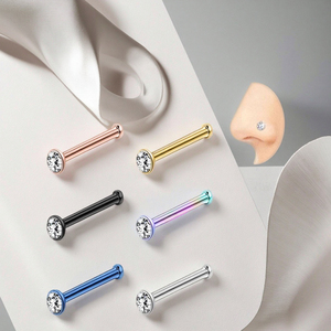 Anneaux de nez en acier inoxydable plaqué <span class=keywords><strong>or</strong></span> <span class=keywords><strong>piercing</strong></span> de nez en cristal bon marché bijoux de corps en acier chirurgical pour femmes et hommes - Product Image 6