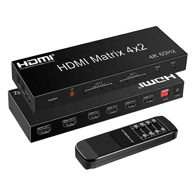 Xput High Quality HDMI 4K 60Hz Matrix 4x2 HDMI 2.0 Matrix hdmi Switch Splitter 4x2 for Home Theater System