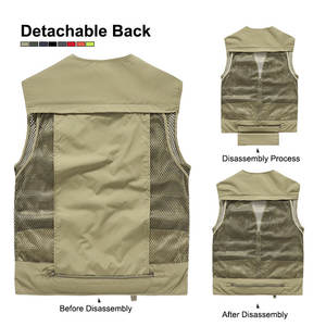 OEM maglia tattiche di pesca escursionismo fotografo di trasporto merci all'aperto giornalista personalizzato Multi tasca da uomo Multi funzionale canotta - Product Image 2