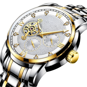 Montre mécanique automatique de luxe pour homme avec tourbillon, phase de lune, réserve de marche, luminescente, bracelet de 20 mm, boîtier en acier inoxydable - Product Image 1
