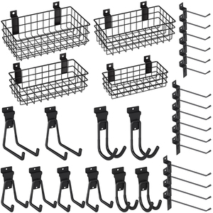 JH-Mech 헤비 듀티 슬랫월 훅 차고 수납 공간 절약형 U 및 J 훅 블랙 카본 스틸 슬랫월 액세서리 - Product Image 1