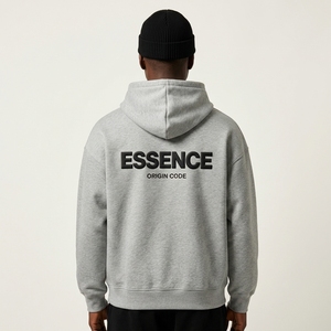 Felpa con Cappuccio Oversize con Zip per Uomo, Grigio Scuro, Stile Streetwear, Spalle Scese, Foderata in Pile, Casual, Autunno Inverno - Product Image 4