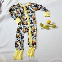 Vêtements en gros de Chine - Combinaison de nuit pour bébé à double fermeture éclair, motif animal de dessin animé et floral, pour Halloween