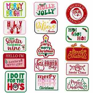 Parche Termoadhesivo de Estilo Conciso con Bordado de Dibujos Animados de Navidad: Santa Claus y Holly Jolly para Decoración de Sombreros - Product Image 1