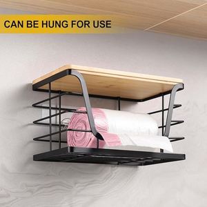 2 Pack <b>Storage</b> Stackable <b>Kitchen</b> Organizers with Bamboo Top Wall Mount Large Trash Bag Holder and Standard Garbage Bag Dispenser - Product Image 5