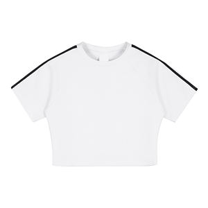 เสื้อยืดครอปผู้หญิงลายขวางแขนสั้น Y2K บล็อกสี - Product Image 1