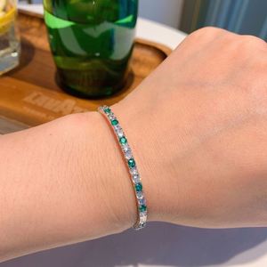 Wholesale Waterproof Jewelry Eco-friendly <b>Copper</b> Micro Pave Emerald Green Zircon <b>Bangle</b> for Vibrant Party Looks - Product Image 3