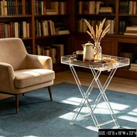 Table pliante en acrylique peu encombrante, table d'appoint en Perspex Lucite pour boissons et petits objets décoratifs