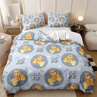 Parure de lit en polyester, style américain, imprimé numérique 3D, animaux de la forêt frais et petits, 500TC, toutes saisons, 3 pièces, housse de couette, dessin animé