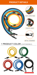 สายรัดแรงต้านและเชือกโยคะ ยางยืดออกกำลังกาย พร้อมบาร์ฝึกซ้อม 12 ชิ้น ชุดยางยืดออกกำลังกาย - Product Image 5