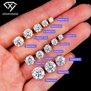 Pendientes de tuerca con cierre de rosca de moissanita cultivada en laboratorio D VVS, plata de ley 925 chapada en oro, joyería hip hop - Product Image 2