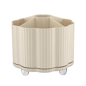 Boîte de rangement de bureau en forme de polygone, blanc crème, organisateur de bureau, porte-stylo rotatif, grande capacité, utilisation en dortoir pour étudiants - Product Image 1