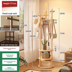 Perchero Giratorio de Bambú de Diseño Moderno con Ganchos Multinivel, Perchero Simple para <span class=keywords><strong>Entrada</strong></span> de Dormitorio o Apartamento - Product Image 6
