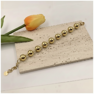 Bracciale regolabile con perline da 12 mm per donna, braccialetto con perline rotonde in acciaio inossidabile, braccialetti alla moda per uso quotidiano - Product Image 2