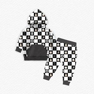 Pyjamas de Noël personnalisés imprimés en bambou et élasthanne, ensemble de pyjama à manches longues pour bébés, ensemble de 2 pièces à <span class=keywords><strong>capuche</strong></span> en bambou pour tout-petits - Product Image 6