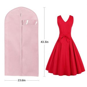 Housse de vêtement longue rose de haute qualité, imperméable en PEVA, anti-poussière, pour robes et costumes - Product Image 2