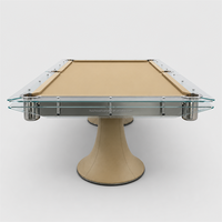 Table de billard de 9 pieds, table de billard pour salle de jeux à domicile, table de billard de luxe en verre trempé, cadre en acier inoxydable, base sur pieds modernes