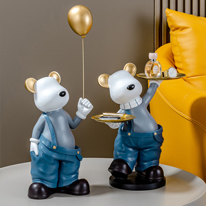 Plateau de rangement en résine fait main, motif ours, pour décorations de ballons, idéal pour salon, entrée, chambre et bureau - Grande Vente - Product Image 1
