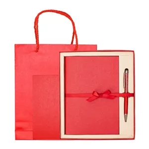 2023 new year diary christmas red notebook gift high quality notebook set Custom logo notebook with pen