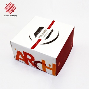 Baoren Packaging Rigid Square 6/8/10/12 Inch Cake <b>Box</b> With Die Cut Window CMYK Four Color Printing High End Food Packaging <b>Box</b> - Product Image 1