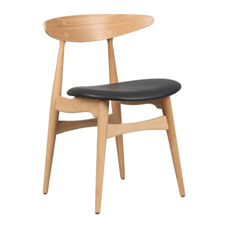 ठोस ऐश लकड़ी आधुनिक डिजाइन फास्ट फूड रेस्तरां सफेद चमड़े की कुर्सियों
