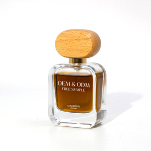 Botella de Perfume Cuadrada Plana Vacía, Transparente, de 50 ml y 100 ml, Botella de Vidrio para Perfume de Lujo con Tapa de Madera Ovalada - Product Image 5
