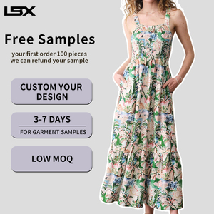 Custom Design Summer Vintage Dress Floral Print Sleeveless Women Casual Dresses Custom Wholesale Elegant Maxi Dresses - Product Image 1