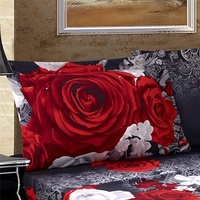 Parures de lit 3D Rose de haute qualité, housse de couette douce, drap et taie d'oreiller en polyester imprimé, pour lit Queen Size
