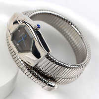Montres pour femmes de luxe en acier inoxydable plaqué or 18 carats, cadran carré, design torsadé serpent, affichage à aiguilles, mouvement Haiou