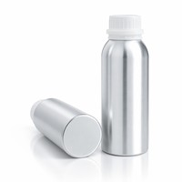 Bouteille d'huile essentielle en aluminium poli de 250 ml, bouchon blanc, protection UV, double joint, portable, OEM B2B