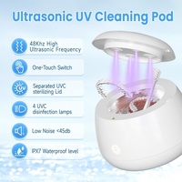 NEW IPX7 Waterproof 48khz Household Ultrasonic Dental Cleaner with Four UV Lamps for Deep Cleaning Denture Braces Retainer